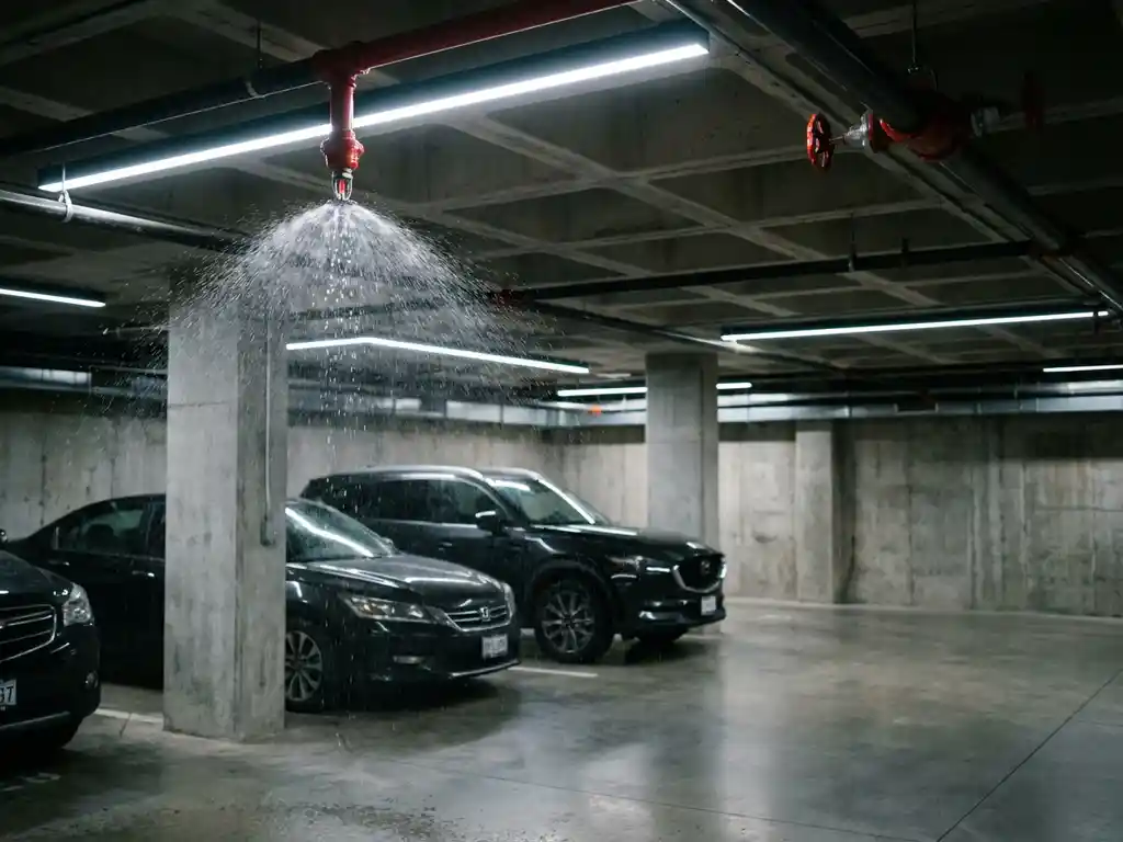 Is een sprinklerinstallatie verplicht in nieuwe parkeergarages?